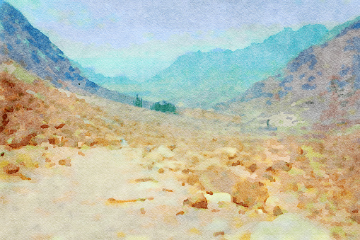 This is my Photographic Image of an Egyptian Landscape in a Watercolour Effect. Because sometimes you might want a more illustrative image for an organic look.