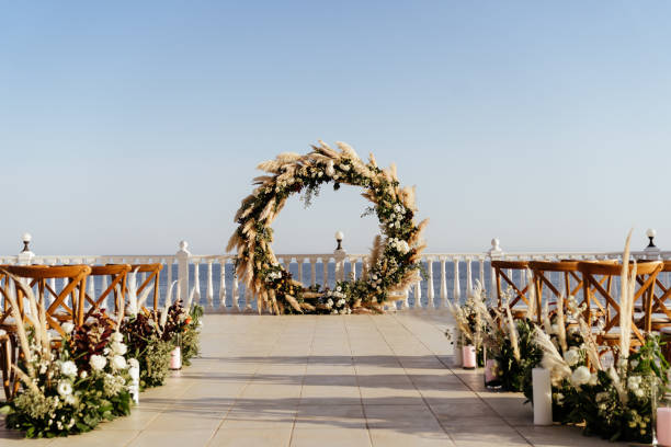 decorazioni per la cerimonia nuziale. - wedding venue foto e immagini stock