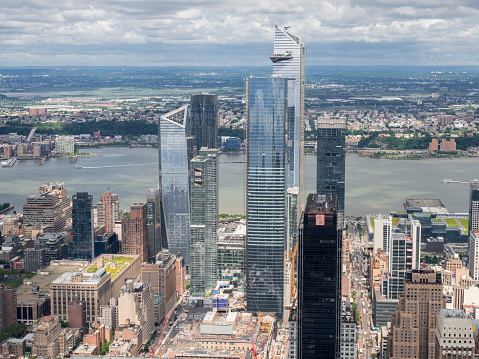 New York, NY, USA. View of skyscrapers at Hudson Yards and the new observation deck. The new neighborhood on the West Side of Midtown Manhattan