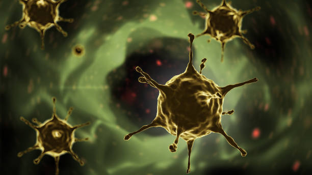 3d animation virus cells microscopic. coronavirus concept. - medical animation imagens e fotografias de stock