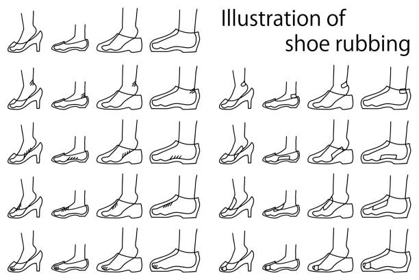 ilustraciones, imágenes clip art, dibujos animados e iconos de stock de conjunto de ilustración vectorial de frotamiento de zapatos - butterfly bandage