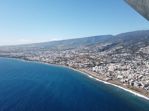 Aerial view of Reunion island, City of Saint denis