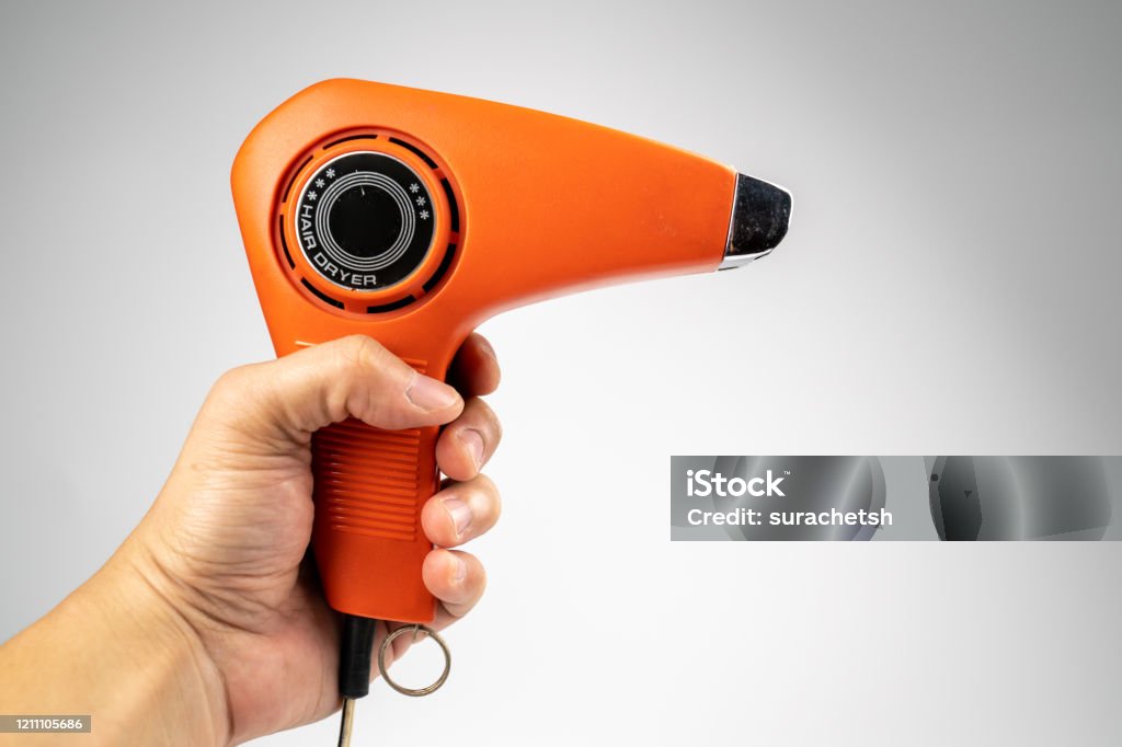 Vintage Orange Hair Dryer On White Background With Rolled Cable Buttom  Stock Photo - Download Image Now - iStock