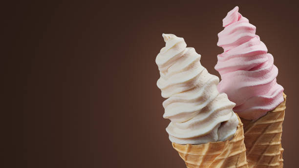 istock Strawberry and Vanilla Ice Cream Cones on Screen Right 1211106094