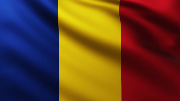 istock Large Flag of Chad fullscreen background in the wind 1211108285
