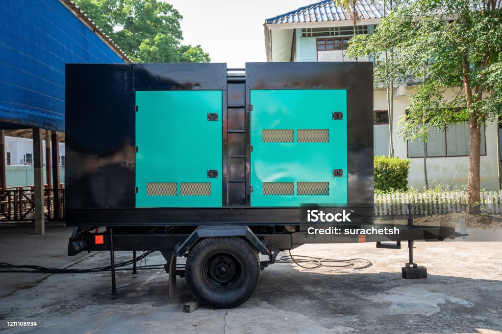 Electricity Generated in container car for spare part to lack of eletric in outdoor event. Repairing Stock Photo