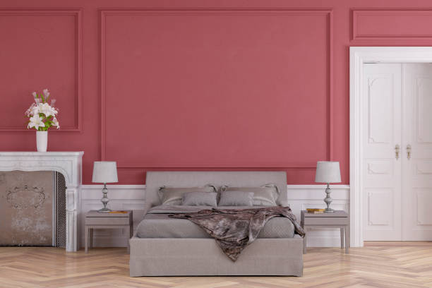 istock Glamour bedroom with decoration and fireplace 1211114266
