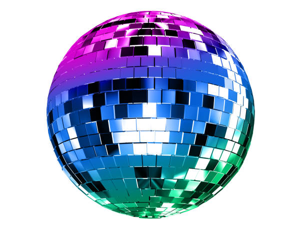 istock 3d  render of color gradient disco ball isolated on white background. 1211114282