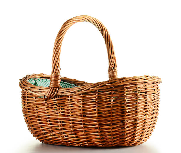 panier en osier vide - wicker photos et images de collection