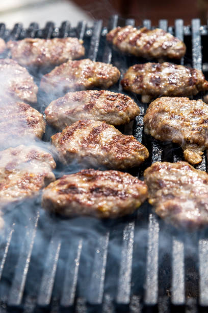 istock Meatballs cooked on Barbecue with smoke 1211116460
