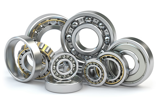 Bearings of different types isolated on white background. 3d illustration