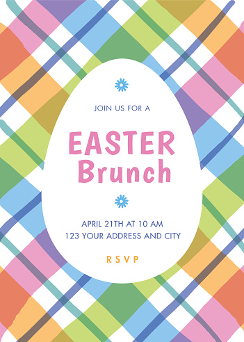 Easter Brunch invitation template with stripes. stock illustration