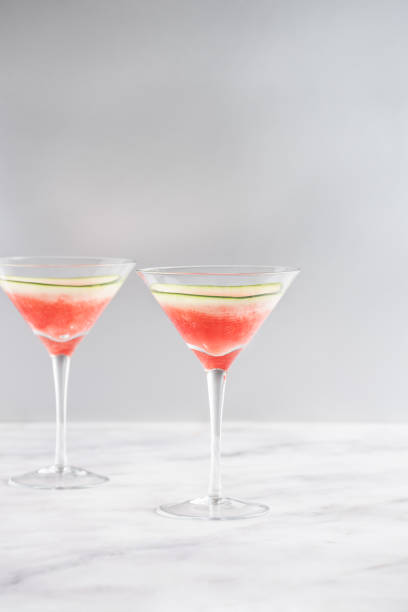 Watermelon martini Watermelon martini cocktail or mocktail alcohol free club soda stock pictures, royalty-free photos & images