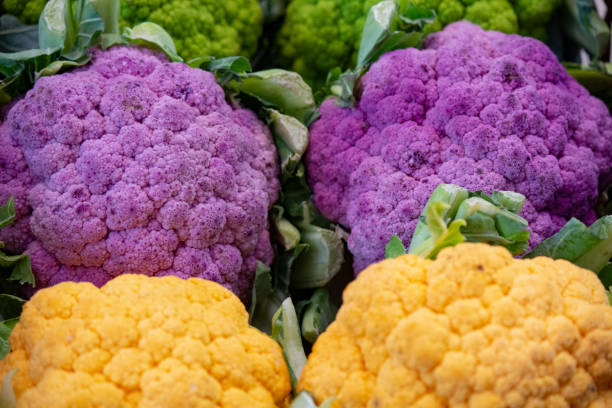 istock Background:Group of cauliflowers in different colors 1211124391