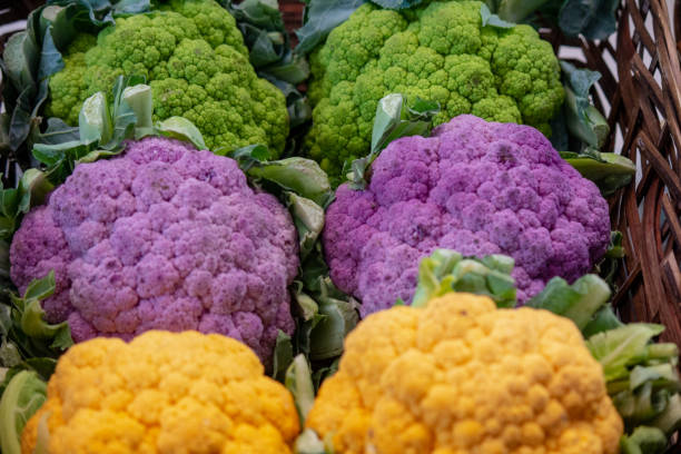 istock Background:Group of cauliflowers in different colors 1211124692