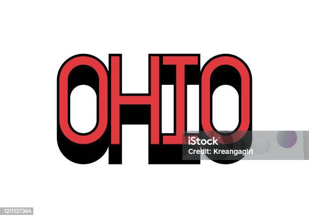 Ohio Text Icon Ohio Text With Black And Red Typography Design Elements Stock ...