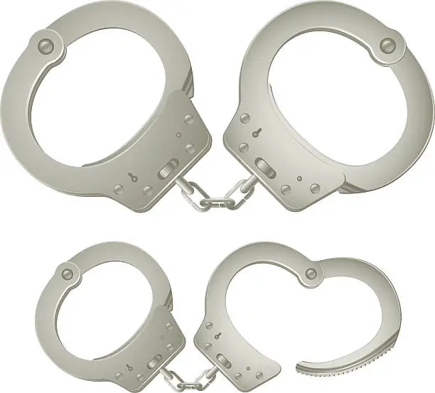 Vector illustration of Two pairs of illustrated handcuffs