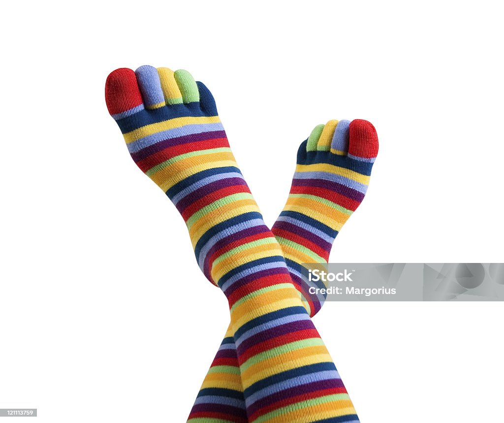 Красочные носки в полоску - Стоковые фото Носок роялти-фри