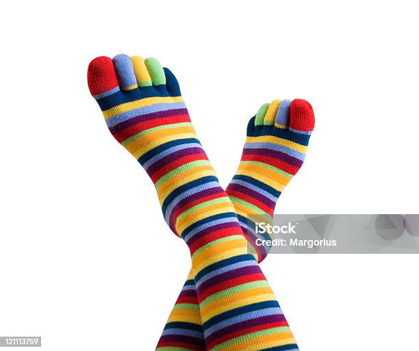 Красочные Носки В Полоску — стоковые фотографии и другие картинки Носок - Носок, Яркий цвет, Разноцветный