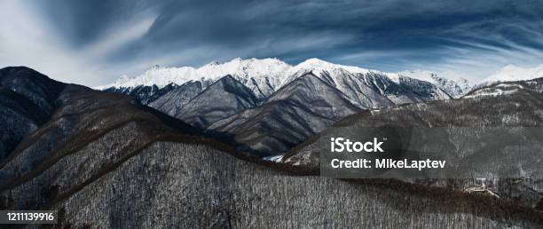 Winter View Of Caucasus Mountains Near Estosadok Sochi Russia Stock Photo - Download Image Now
