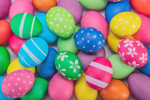 Easter eggs multicolored background