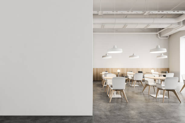 istock White Industrial style cafe with mock up wall 1211141953