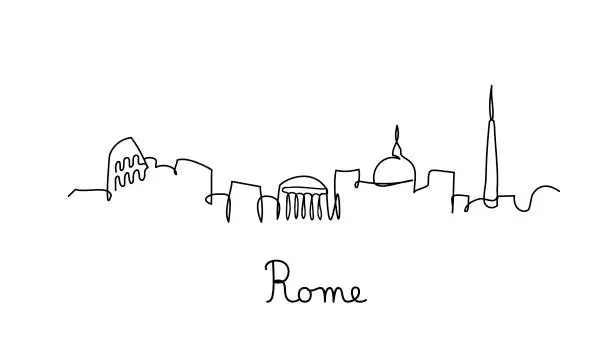 Vector illustration of One line style Rome city skyline -  Simple modern minimalistic style vector