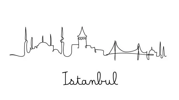 Vector illustration of One line style Istanbul city skyline - Simple modern minimalistic style vector