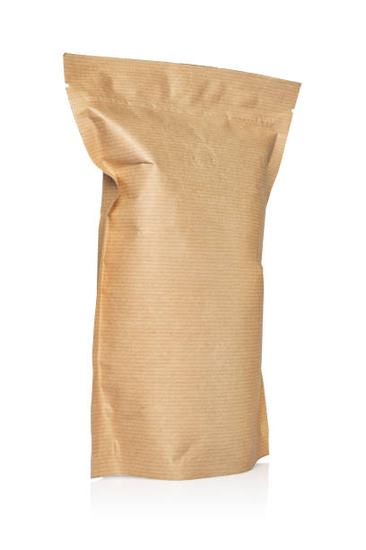 istock Craft paper doypack or stand-up pouch with zipper isolated 1211149797