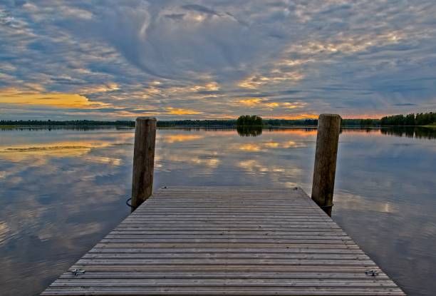 istock Beautiful sunset at lake in Finland 1211150444