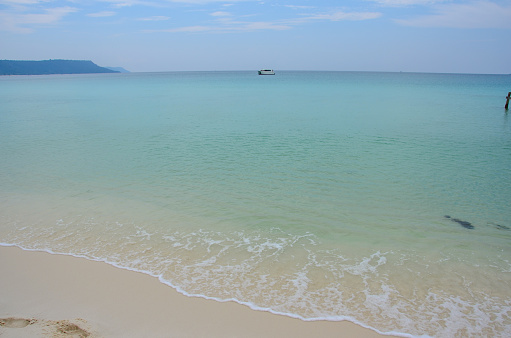 The view of the beach and the sea on Koh Rong island in Cambodia