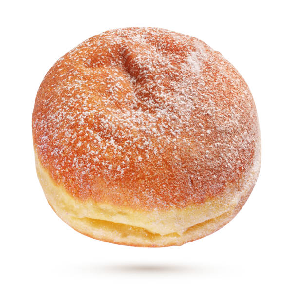 istock Berliner Pfannkuchen or donut with sugar powder isolated 1211157988