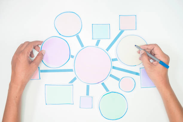 istock Business Process and workflow flowchart Strategy infographic diagram connection Design Planning Solution Concept Shapes Paper flat lay 1211158816