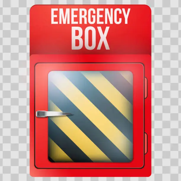 Vector illustration of Empty red box with in case of emergency