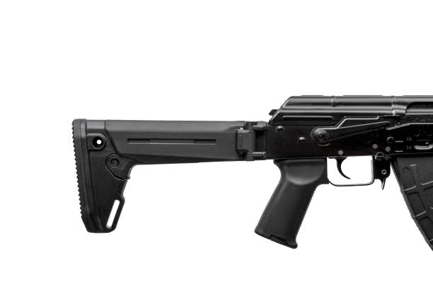 istock Automatic carbine isolate on white background. Weapons for police, army and special units. Black automatic rifle. 1211163110