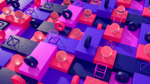 istock 3D Abstract Cube Blocks Background with Geometric Shapes 1211163283