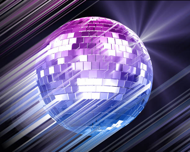 istock Abstract 3d render with color disco ball and  blurred  lines on black background . 1211163731