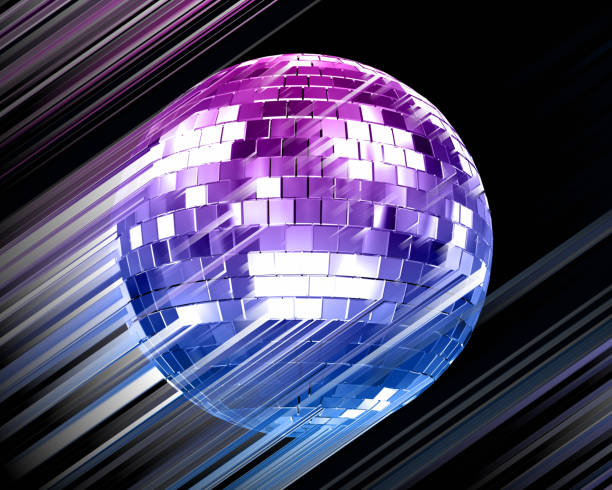 istock Abstract 3d illustration with color disco ball and blurred  lines on black background. 1211163830