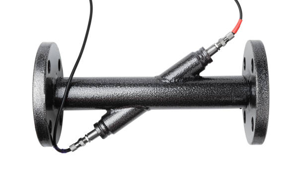 Pipe section with ultrasonic sensors for a liquid flow meter isolated