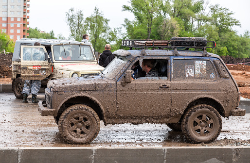 Offroad Vehicle Lada 4X4 After Driving In The Rain Stock Photo - Download  Image Now - Istock
