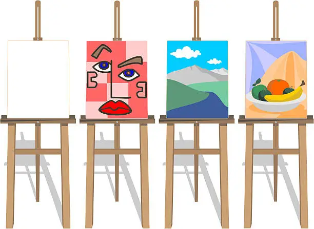 Vector illustration of Four Easels
