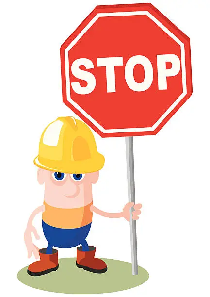 Vector illustration of Stop Sign Man