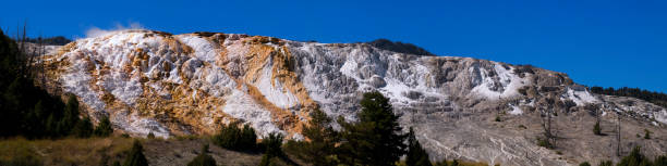 mammoth hot springs, yellowstone-nationalpark, wyoming - sulfide stock-fotos und bilder