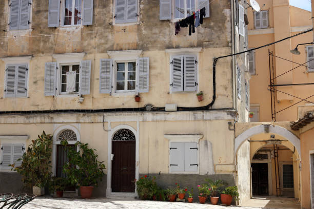 istock Old building facade Corfu town Greece 1211178734