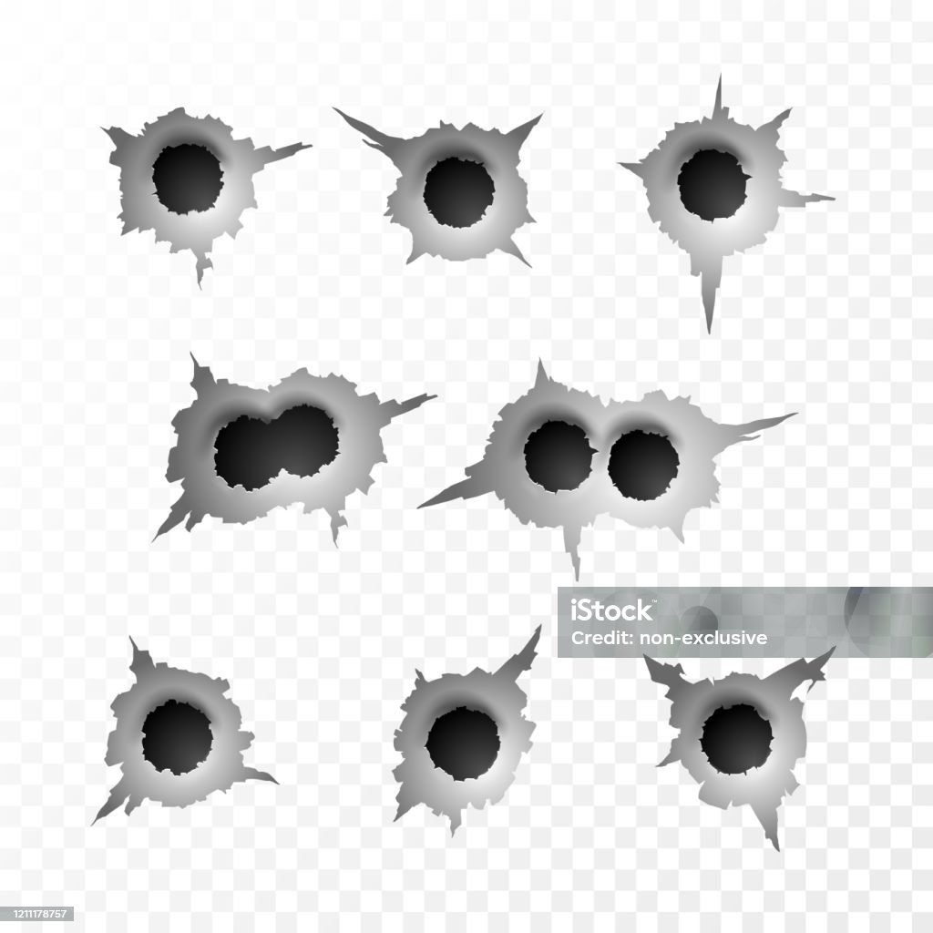 Bullets Ripping Bullet Hole Torn Surface From Bullet Ripped Metal On Transparent ...