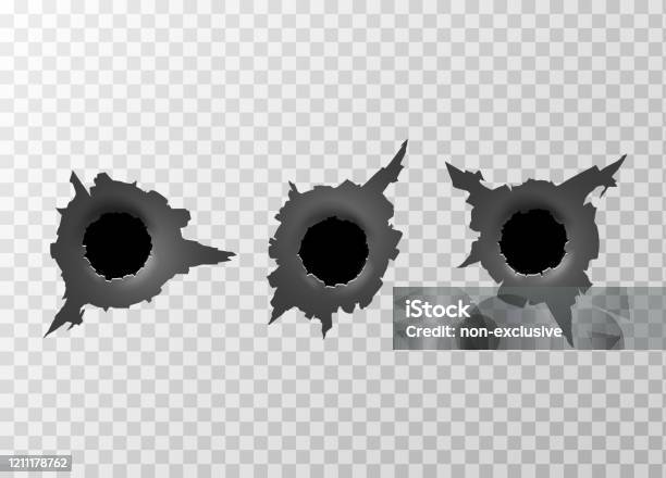 Bullets Ripping Bullet Hole Torn Surface From Bullet Ripped Metal On Transparent ...