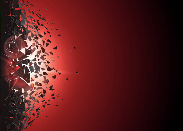 istock Abstract cloud of pieces and fragments after explosion. Shatter and destruction effect. Demolition surface and flash. Vector illustration 1211178791