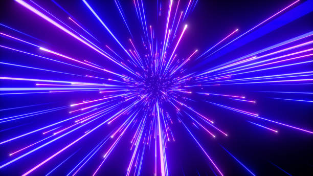 istock 3d render, abstract neon background, shooting stars, blue fireworks sparkling, outer space, fantastic universe, big bang, explosion 1211178801