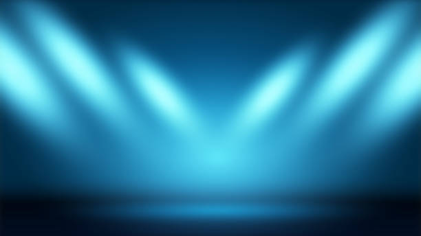 Blue background with show lights. Spotlight. Scene Illumination. Light Effect Blue background with show lights. Spotlight. Scene Illumination. Light Effect. awards ceremony stock pictures, royalty-free photos & images