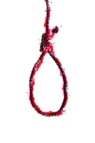 istock Noose on black background burning on red fire. Suicide concept. Hanging because of work stress. Depression of burnout. Terrible life situation. 1211187395